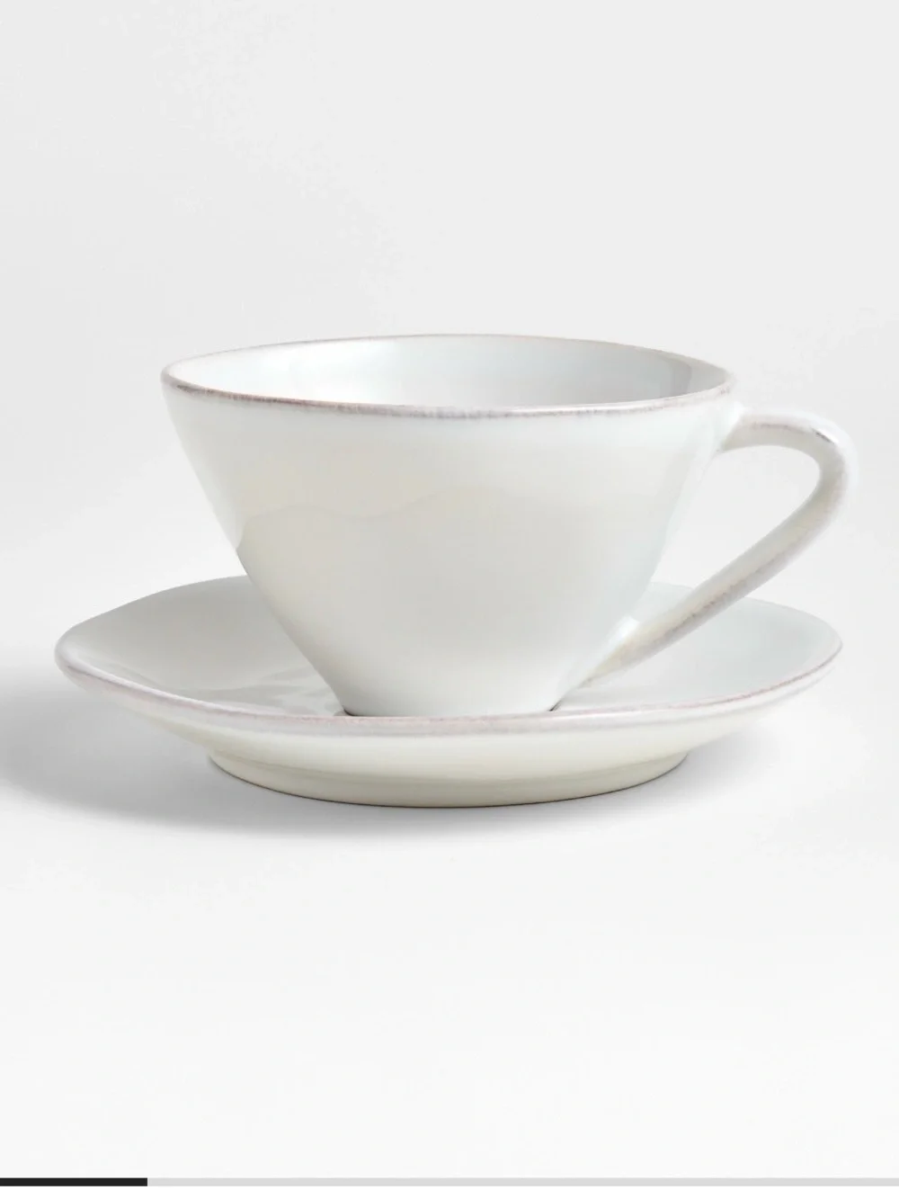 Crate & Barrel Marin 9.5-oz. White Stoneware Cappuccino Cups & Saucers, Set/2